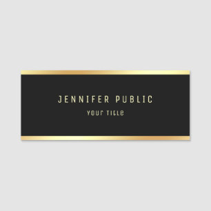 Elegant Glamour Black And Gold Modern Template Name Tag