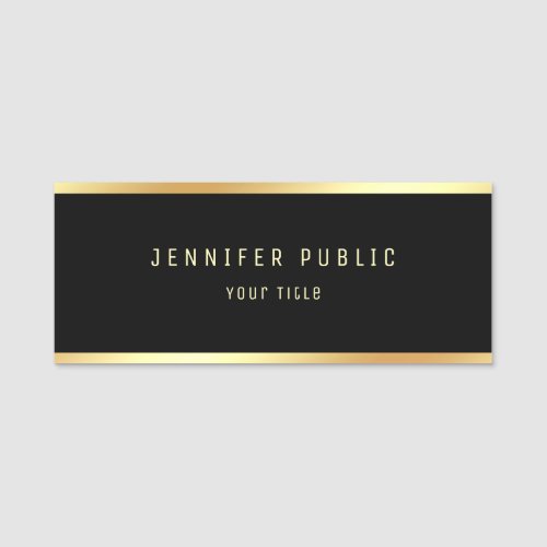 Elegant Glamour Black And Gold Modern Template Name Tag