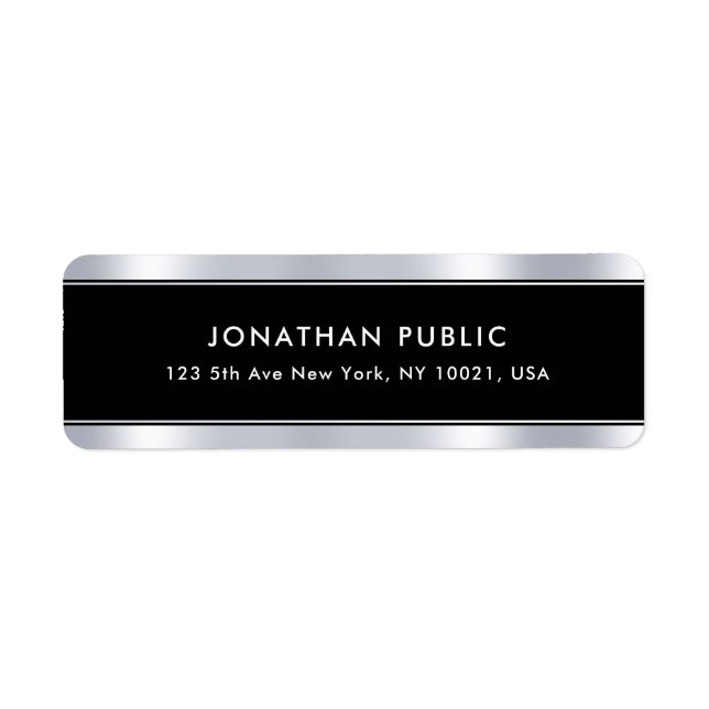 Elegant Glamour Black Silver Template Modern Cool Label (Front)