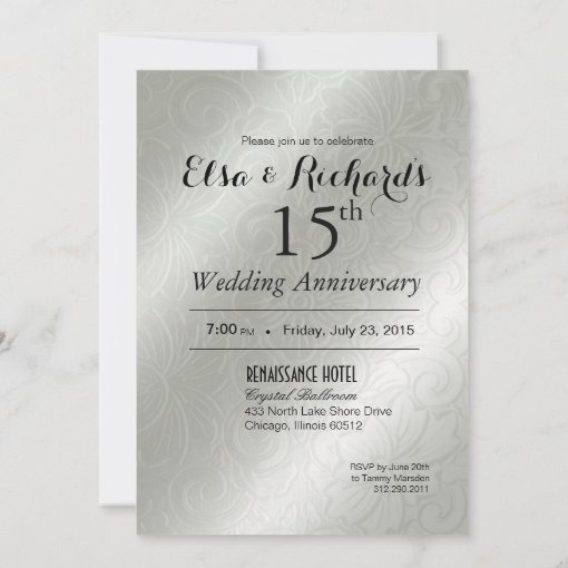 Elegant Glamour Embossed 15th Anniversary Invitation | Zazzle