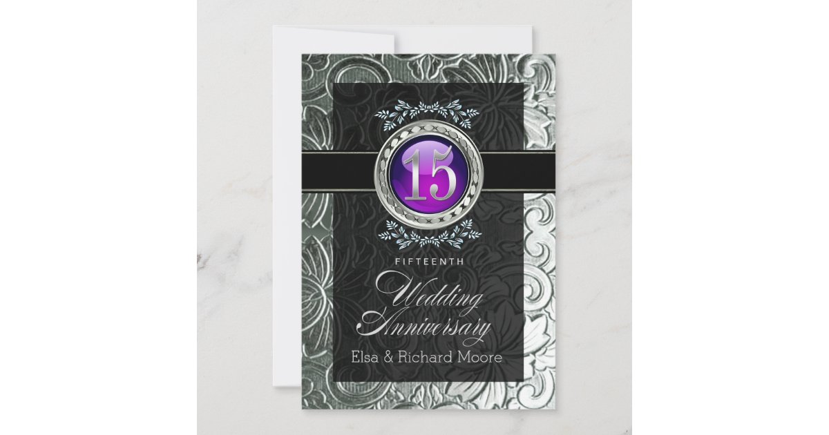 Elegant Glamour Embossed 15th Anniversary Invitation Zazzle