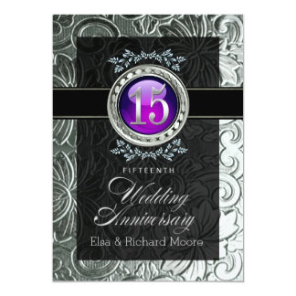 Elegant Glamour Embossed 15th Anniversary Invitation