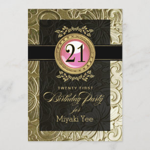 Elegant Glamour Embossed 21st Birthday Invitation