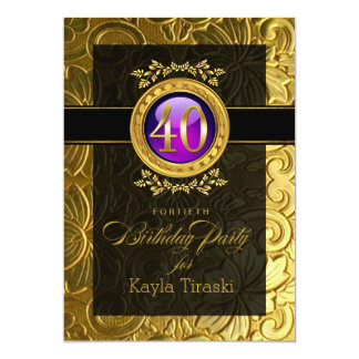 Elegant Glamour Embossed 40th Birthday Card