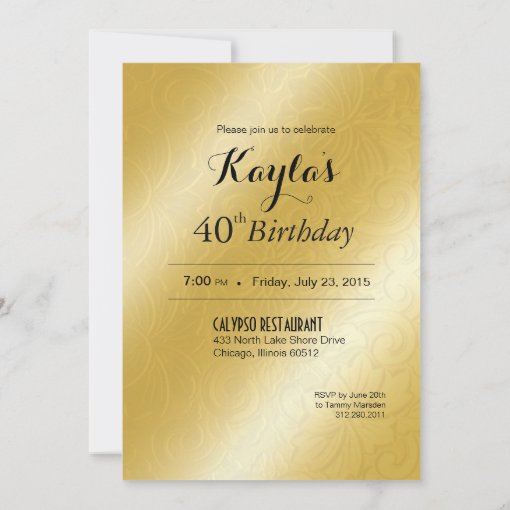 Elegant Glamour Embossed 40th Birthday Invitation 