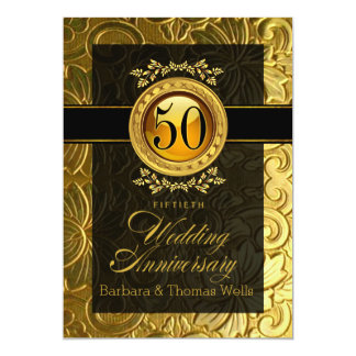 Elegant Glamour Embossed 50th Anniversary Card