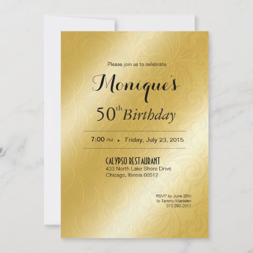 Elegant Glamour Embossed 50th Birthday Invitation | Zazzle