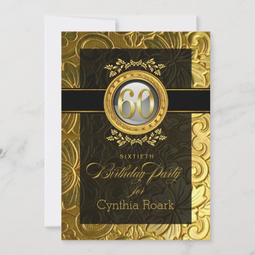 Elegant Glamour Embossed 60th Birthday Invitation