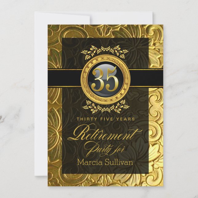 Elegant Glamour Embossed Retirement Party Invitation (Front)