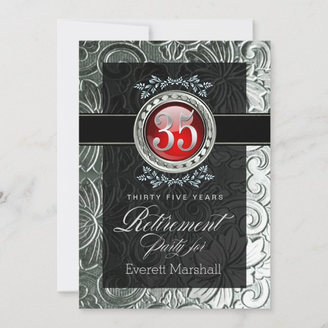 Elegant Glamour Embossed Retirement Party Invitation (Front)