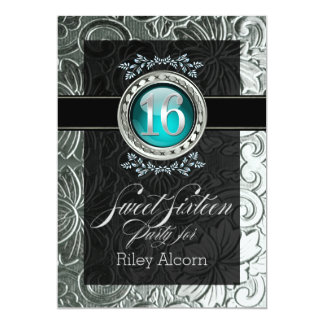 Elegant Glamour Embossed Sweet Sixteen Card