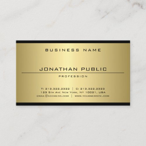 Elegant Glamour Faux Gold Modern Simple Template Business Card