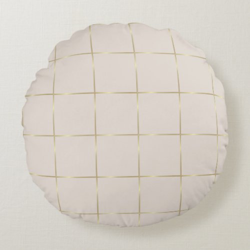 Elegant Glamour Gold Beige Modern Trendy Plain Round Pillow