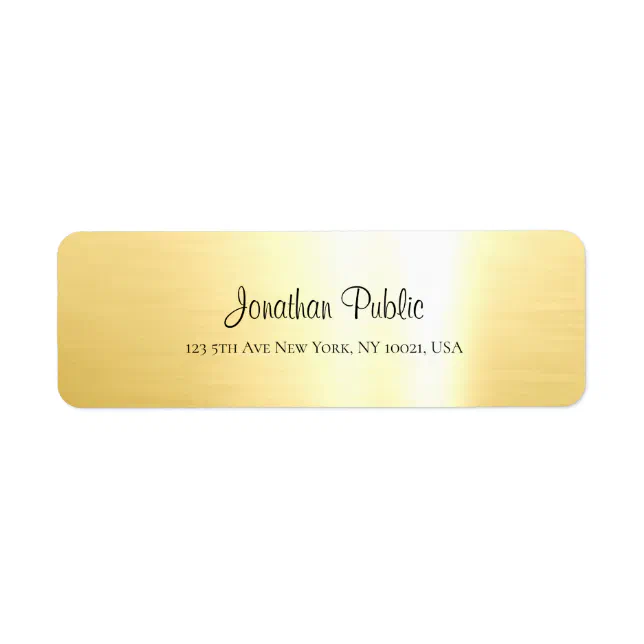 Elegant Glamour Gold Hand Script Return Address Label Zazzle