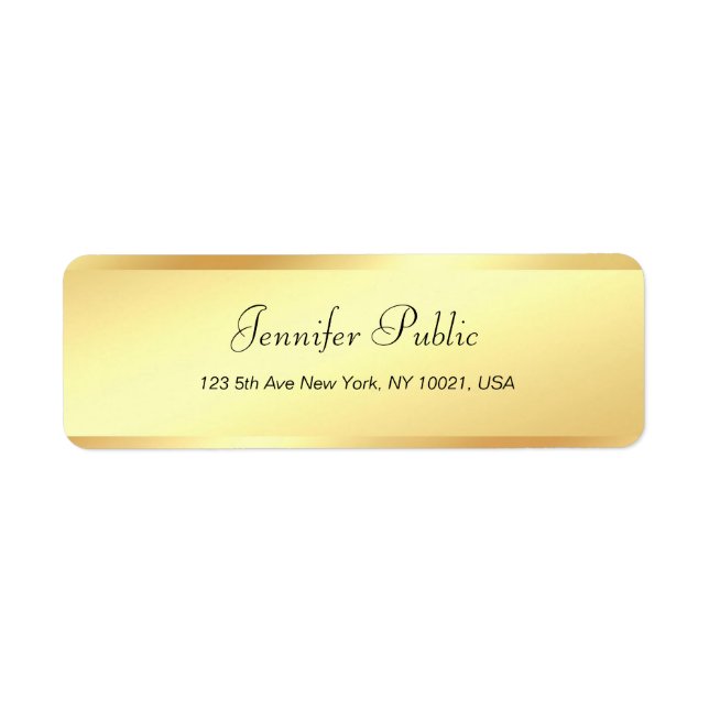 Elegant Glamour Gold Handwritten Script Name Chic Label (Front)