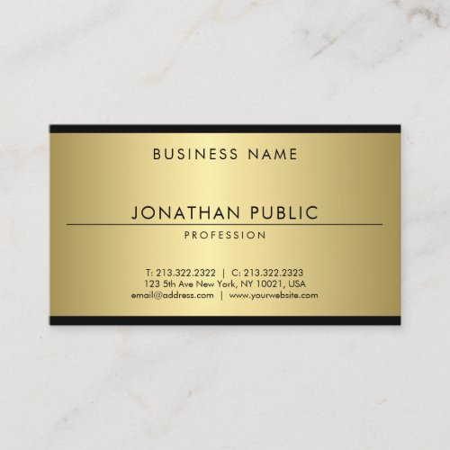 Elegant Glamour Gold Look Modern Simple Template Business Card