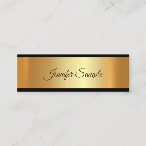 Elegant Glamour Gold Modern Script Plain Luxury Mini Business Card