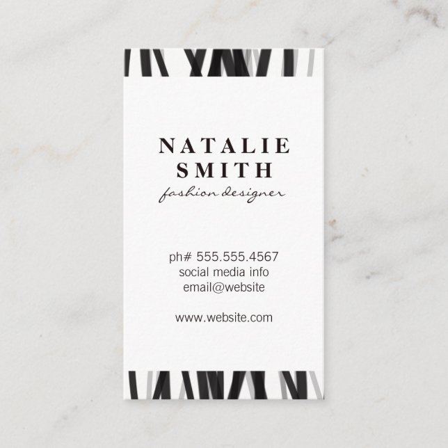 Elegant Glamour Lines (Black / Gray) Business Card (Front)