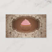 Elegant Glamour Mocha Damask Cupcake Bakery Business Card (Back)