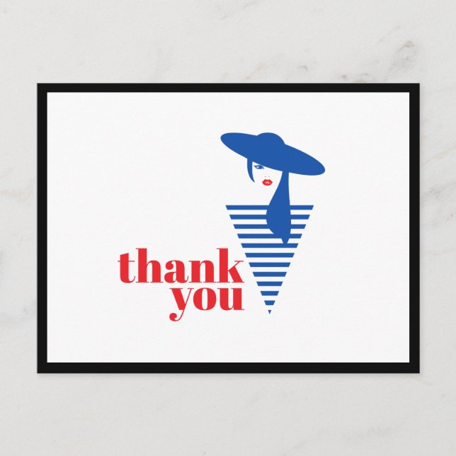 Elegant Glamour Mod Girl Poshmark Thank You Postcard (Front)