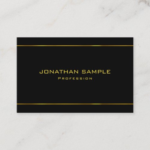Elegant Glamour Modern Gold Striped Black Template Business Card