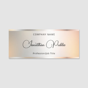 Elegant Glamour Silver Template Custom Calligraphy Name Tag