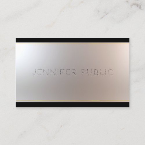 Elegant Glamour Unique Gold Silver Plain Modern Business Card