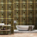 Elegant glamourous black gold art deco 3d effect  wallpaper<br><div class="desc">Extravagant,  elegant and glamourous black and gold wallpaper featuring sizable shiny gold squares intricately linked to produce a captivating 3D illusion.

Background color can be changed individually according to your own preferences. 
Wallpaper can also be used as border.</div>