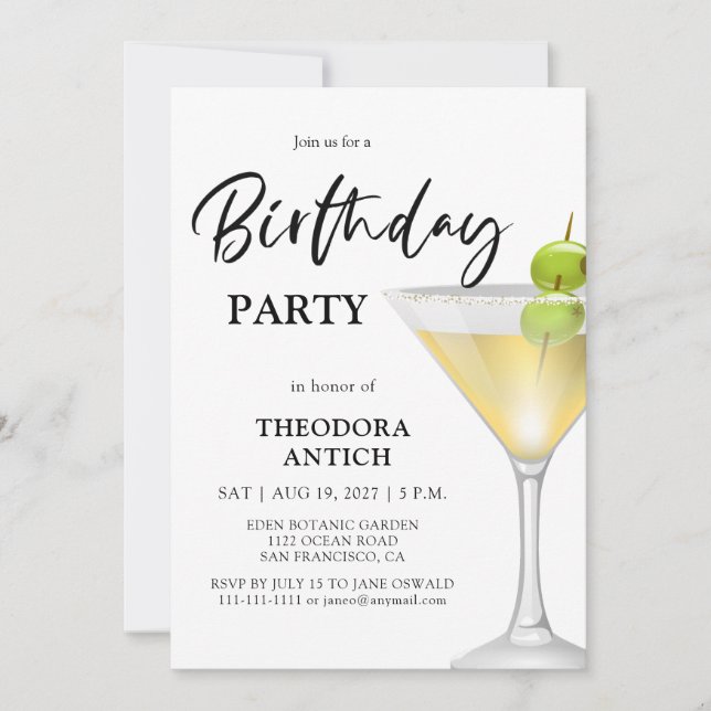 Elegant Glass Birthday Party Invitation (Front)