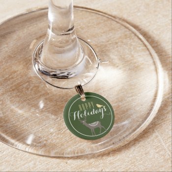 Elegant Glass Id Charm | Christmas Deer by HolidayCreations at Zazzle