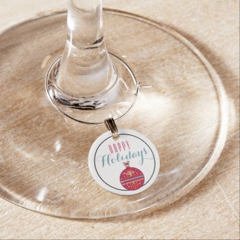 Elegant Glass Id Charm | Red Christmas Ball by HolidayCreations at Zazzle