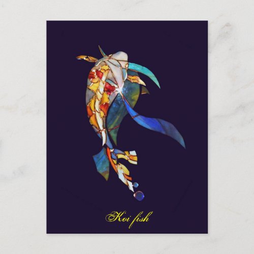 Elegant Glass Koi Fish Modern Fine Art Postcard
