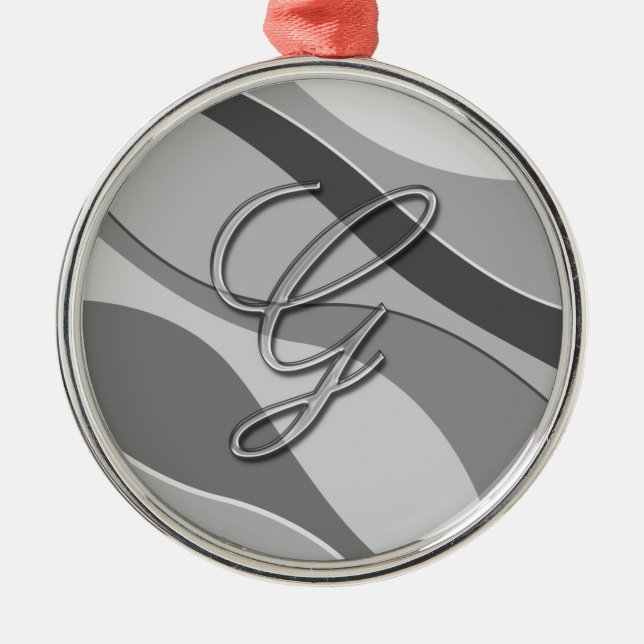 Elegant Glass Monogram Letter G Metal Ornament (Front)