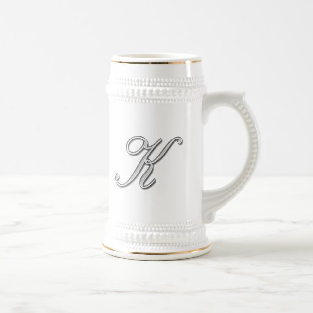 Elegant Glass Monogram Letter K Beer Stein (Right)