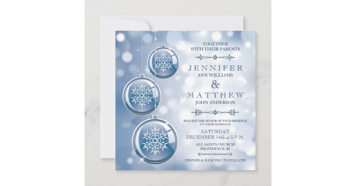 Elegant Glass Ornaments Winter Wedding Invitation | Zazzle