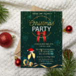 Elegant Glass,Santa Hat Company Christmas Party Invitation<br><div class="desc">An elegant holiday party invitation featuring a wine glasses with Santa hat, red bow on a green background. These beautiful Christmas invitations are perfect for Christmas dinner party invitations, holiday gift exchange invitations, Christmas fundraisers, holiday ball invitations, and other events held during the month of December. Just use the template...</div>