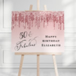 Elegant Glitter 50th Birthday Party Foam Board<br><div class="desc">Elegant and chic 50th birthday party welcome sign and photo prop with rose gold and pink faux glitter drips on a pink ombre background. "50 & Fabulous" is written in a stylish calligraphy script. Customize with her name.</div>