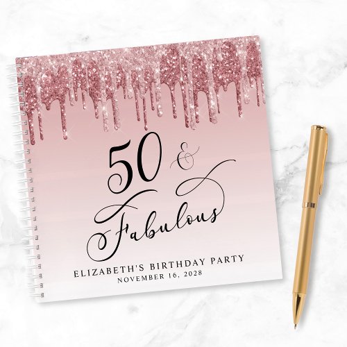 Elegant Glitter 50th Birthday Party Guest Book