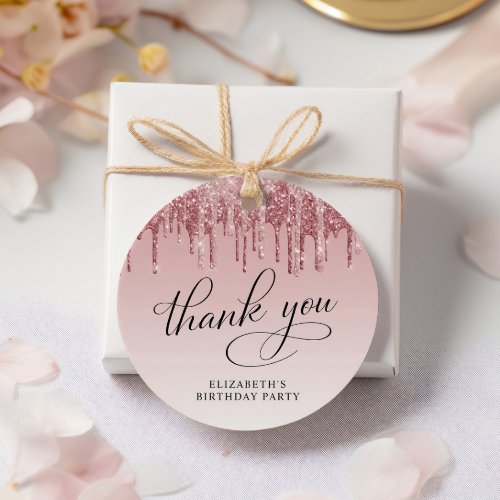 Elegant Glitter 50th Birthday Party Thank You Favor Tags