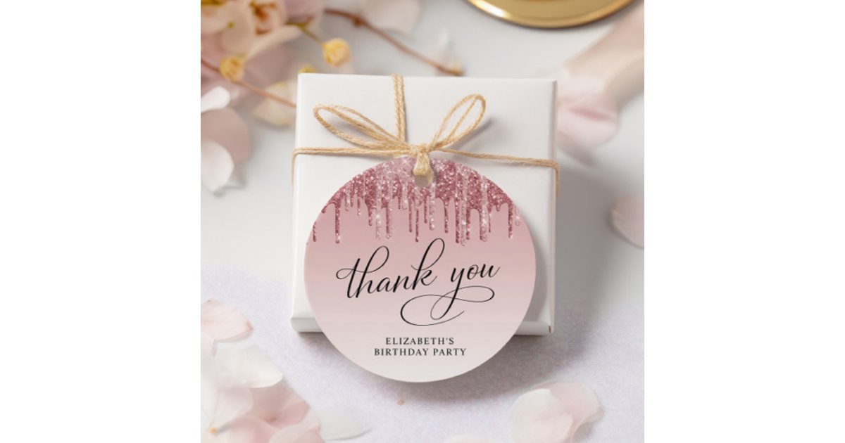 Elegant Glitter 50th Birthday Party Thank You Favor Tags Zazzle