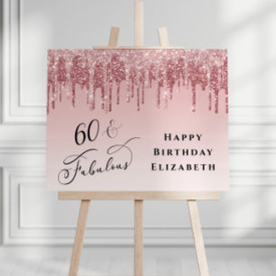 Elegant Glitter 60th Birthday Party Foam Board
