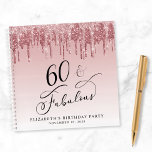 Elegant Glitter 60th Birthday Party Guest Book<br><div class="desc">Elegant guest book for her 60th birthday party featuring "60 & Fabulous" in a chic calligraphy script,  a pink ombre background and pink and rose gold faux glitter. Personalize with her name and the party date.</div>