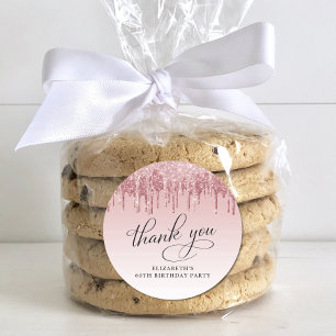Elegant Glitter 60th Birthday Party Thank You Classic Round Sticker