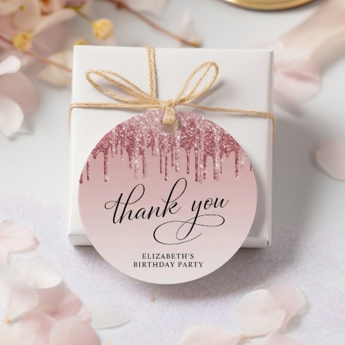 Elegant Glitter 60th Birthday Party Thank You Favor Tags