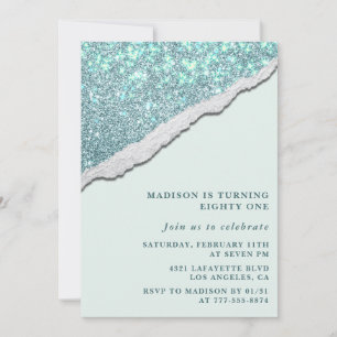 Elegant Glitter 81st birthday invitations Sparkle