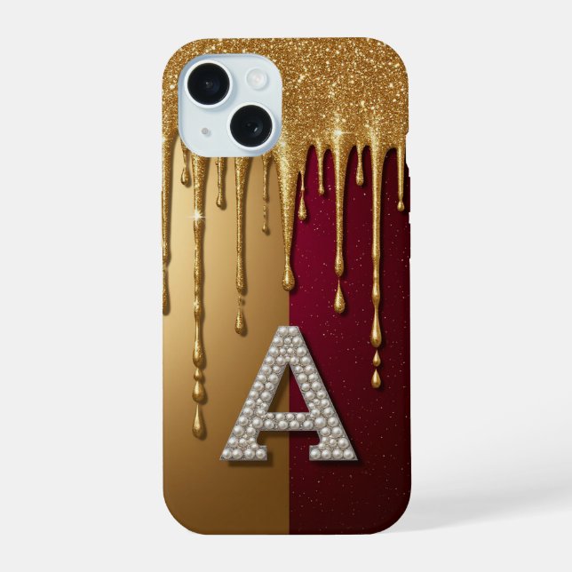 💎 Elegant Glitter A Monogram Dripping Liquid Iphone Case (Back)