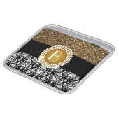 Elegant Glitter and Damask Pattern with Monogram iPad Sleeve (Front Bottom)