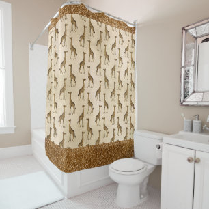 Elegant Glitter Animal Print Vintage Chic Sparkles Shower Curtain