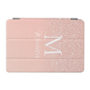 Elegant Glitter Baby Pink Monogram Name Minimal iPad Mini Cover