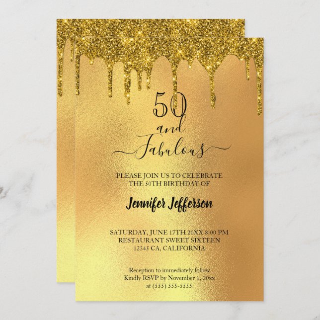 Elegant glitter Birthday Invitation (Front/Back)